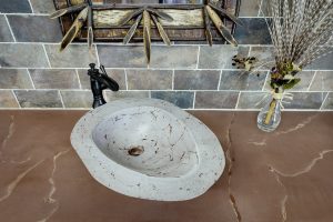 Custom concrete residential vessel sink